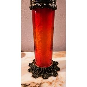 Blenko Amberina Crackle Glass Hurricane Lamp
